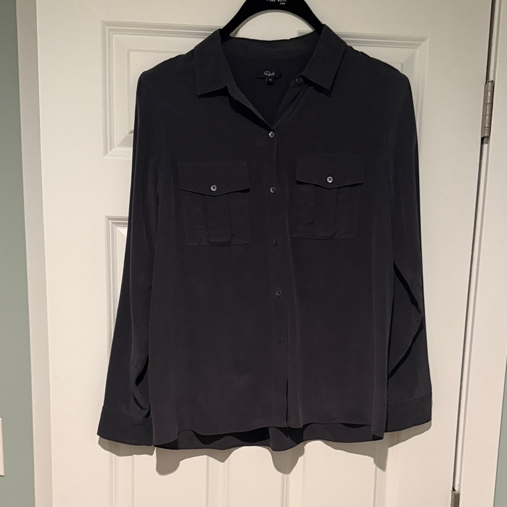 Rails Charcoal Button Down Silk Shirt